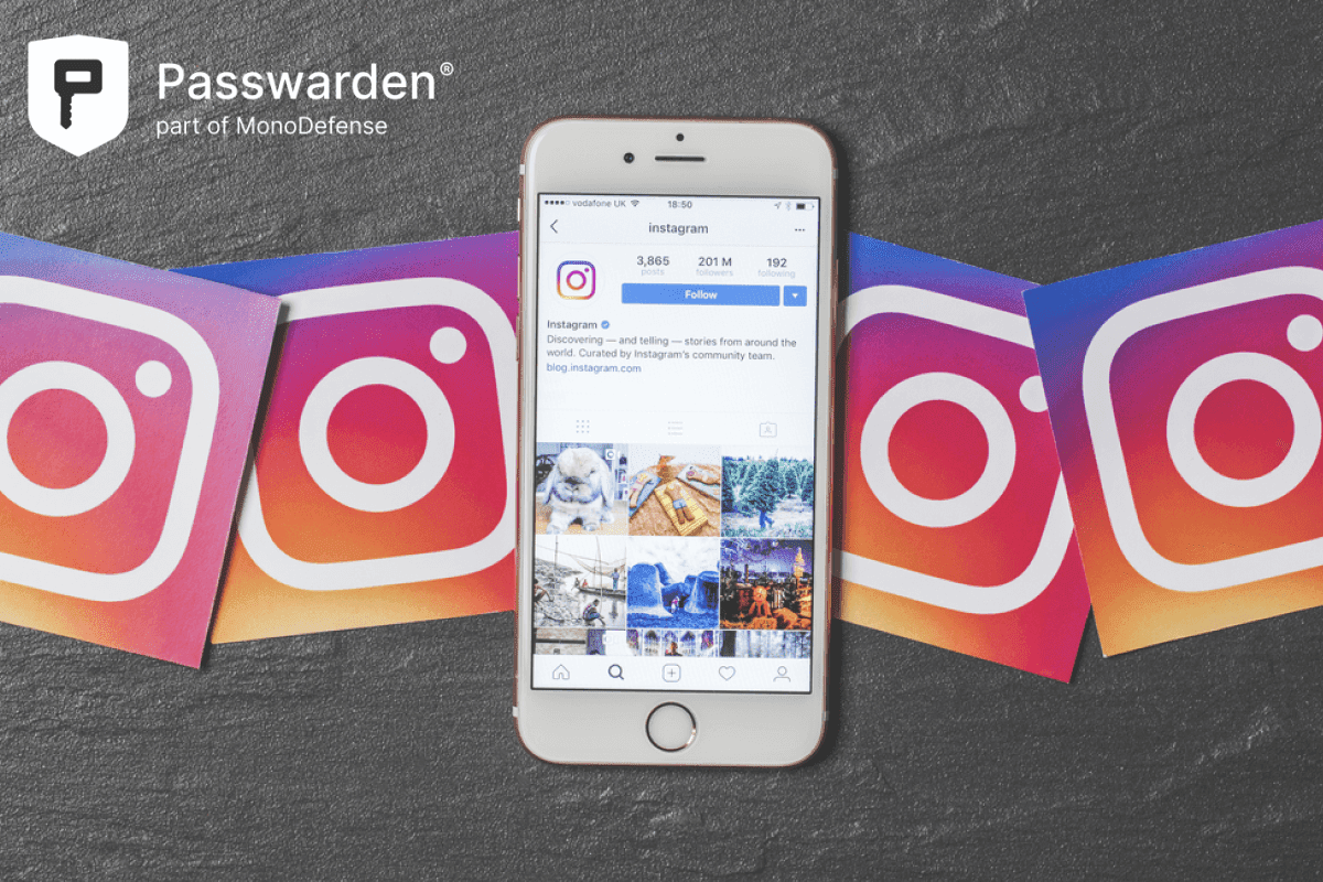 An apple iPhone showing the instagram application alongside other instagram printed logos, changing Instagram passwords