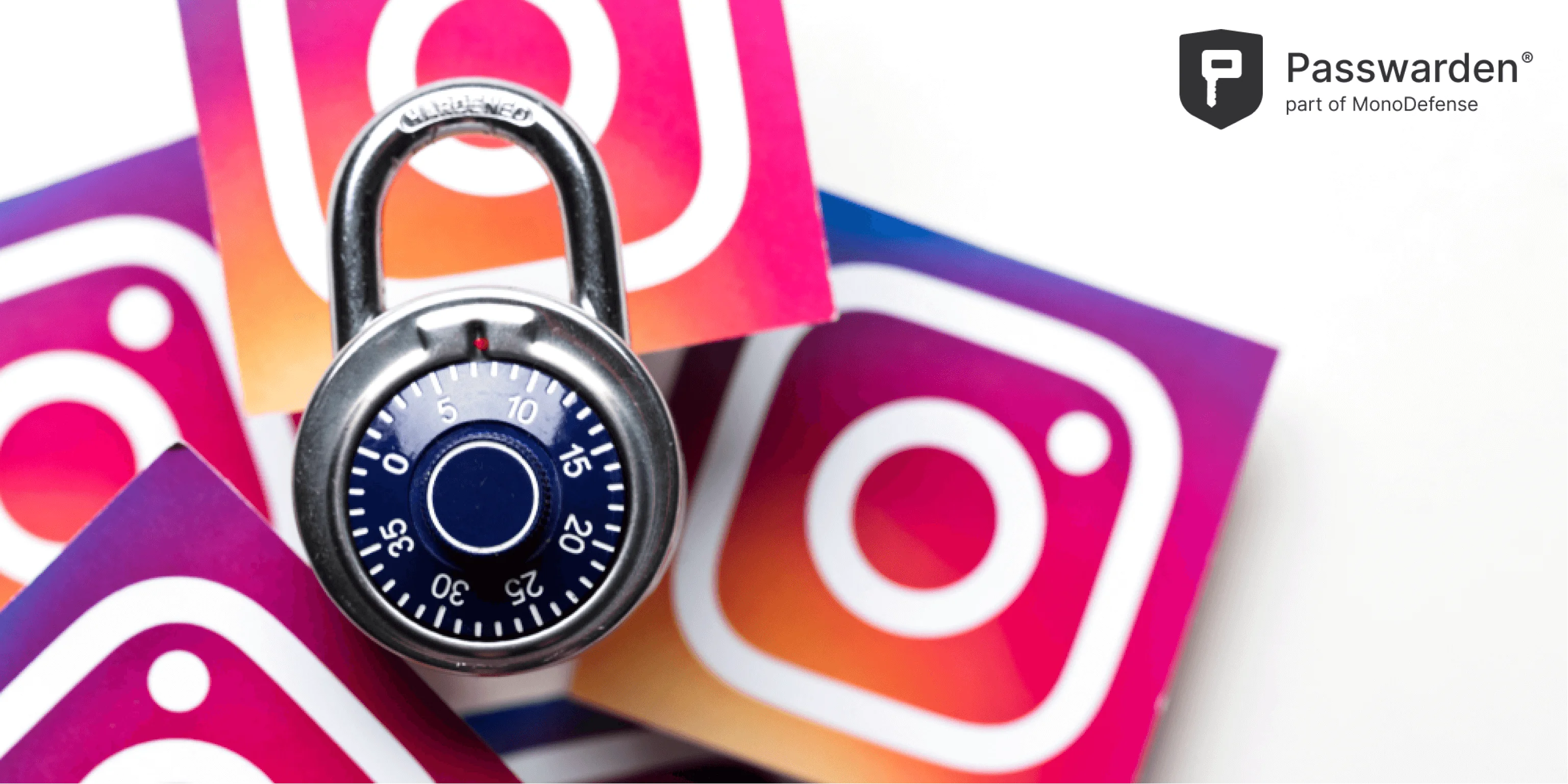 Instagram password security concept. Instagram logos printed onto paper with a combination padlock. How to change Instagram password
