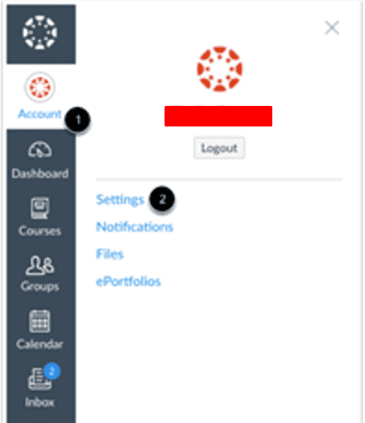 Canvas account settings