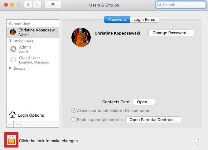 Password Login Items