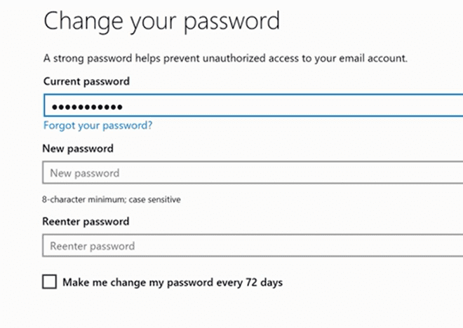 Change your password Current New