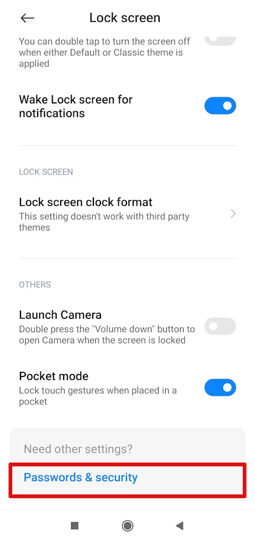 Android Passwords & Security