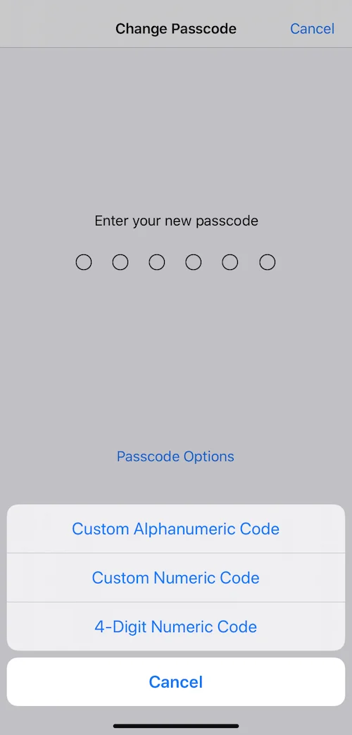 How to change iPhone Lock Screen password - Passcode options