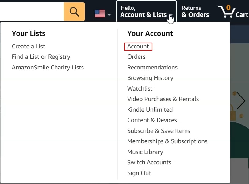 Amazon - change password