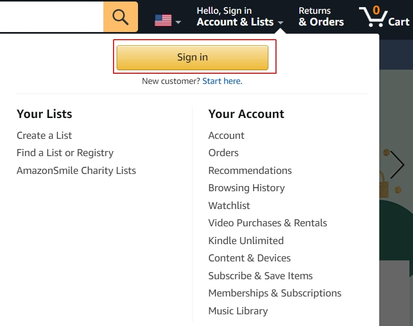 Amazon - change password