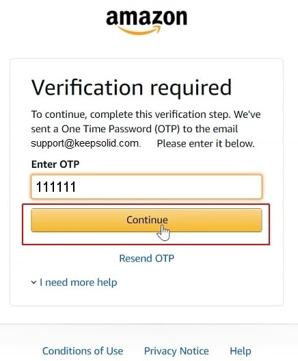 Amazon - reset password