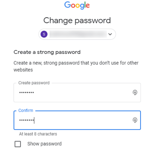 Change password Confirm