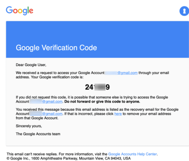 Google Verification Code