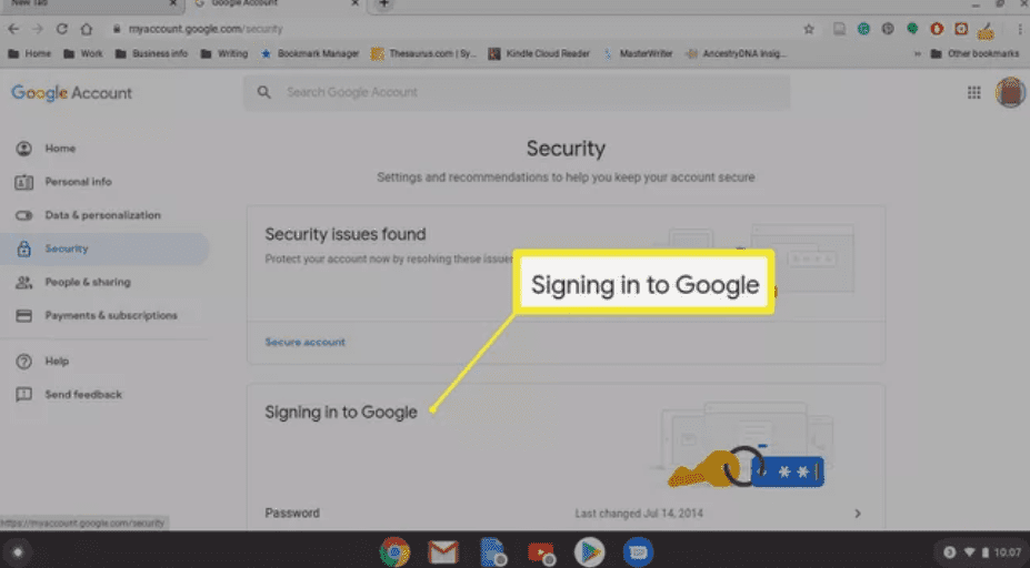 Signing in to Google