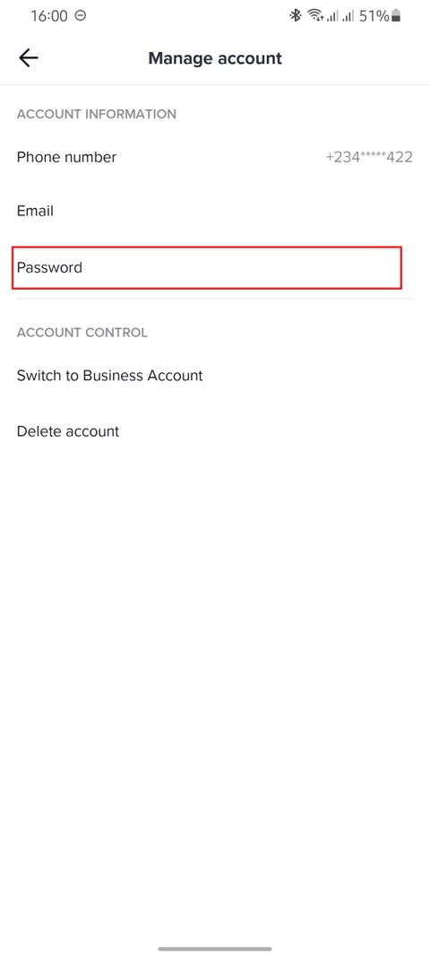 screenshot showing manage account page