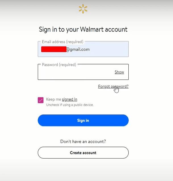 Sign In to Walmart Account