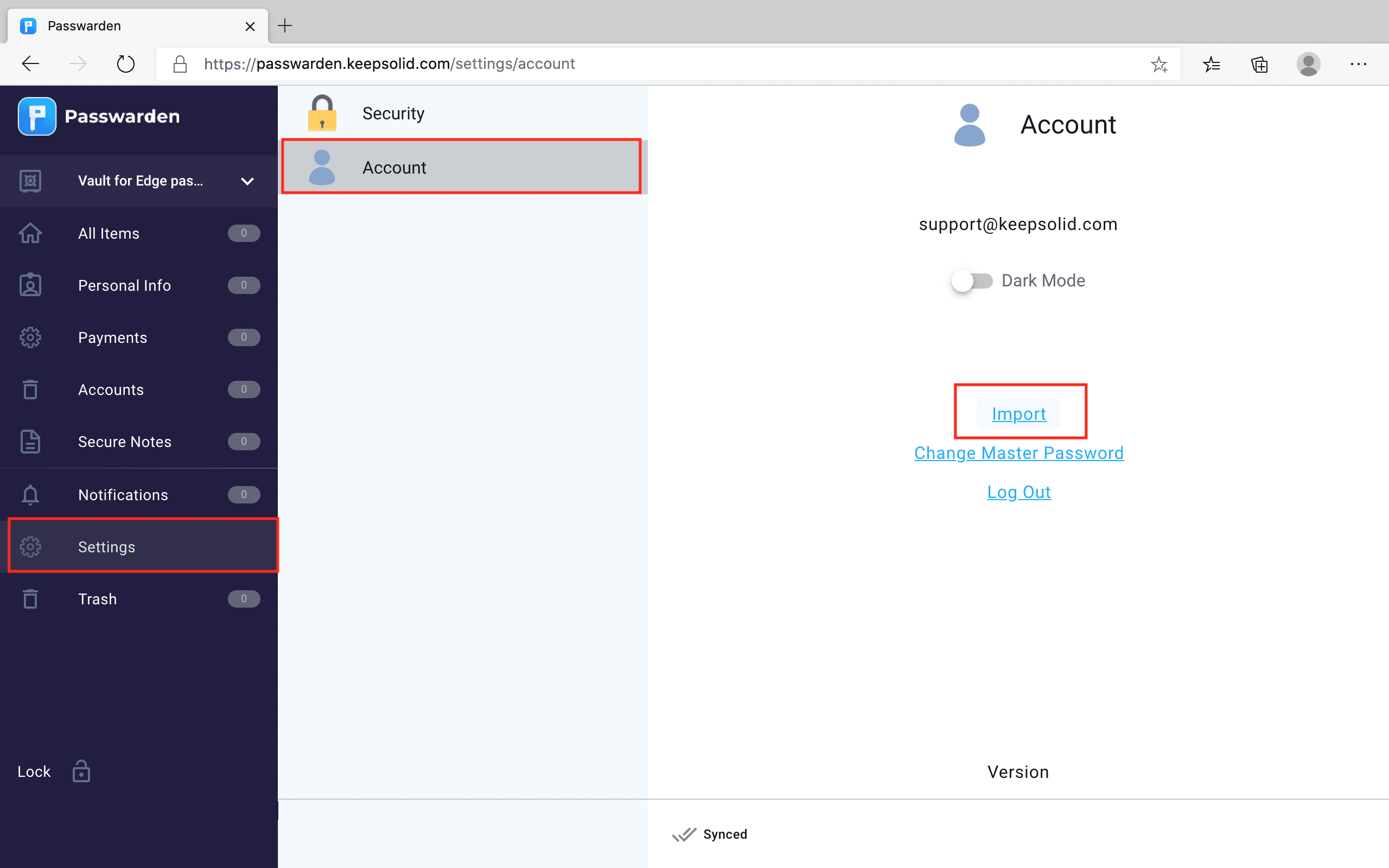 How to export passwords from edge and import them into passwarden