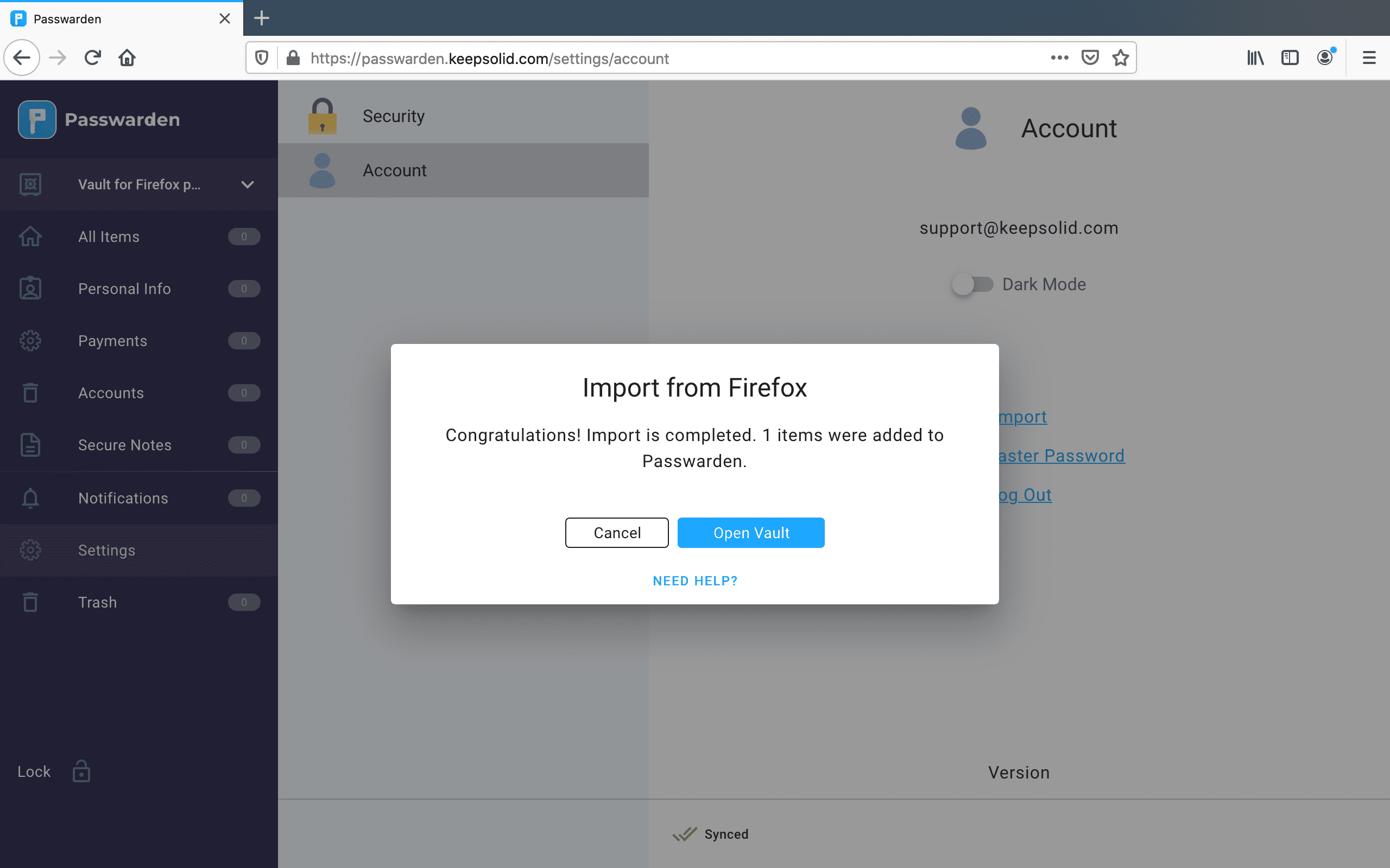 How to export passwords from firefox and import them into passwarden