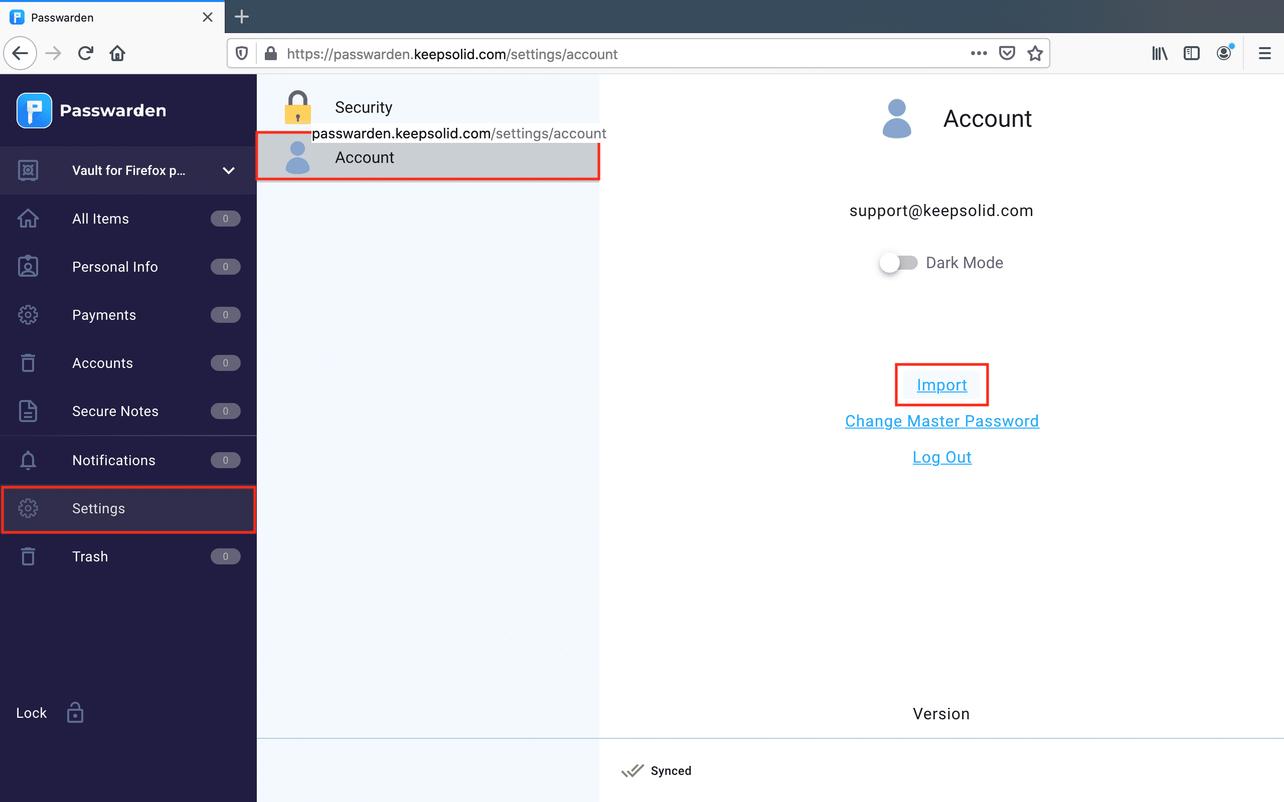 How to export passwords from firefox and import them into passwarden