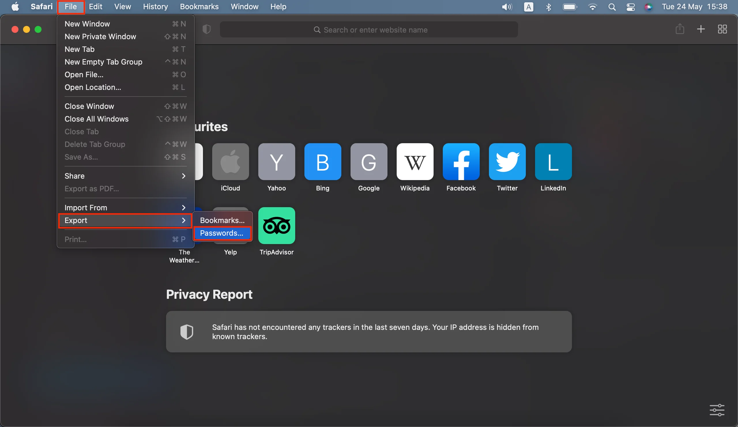 Export passwords - Safari