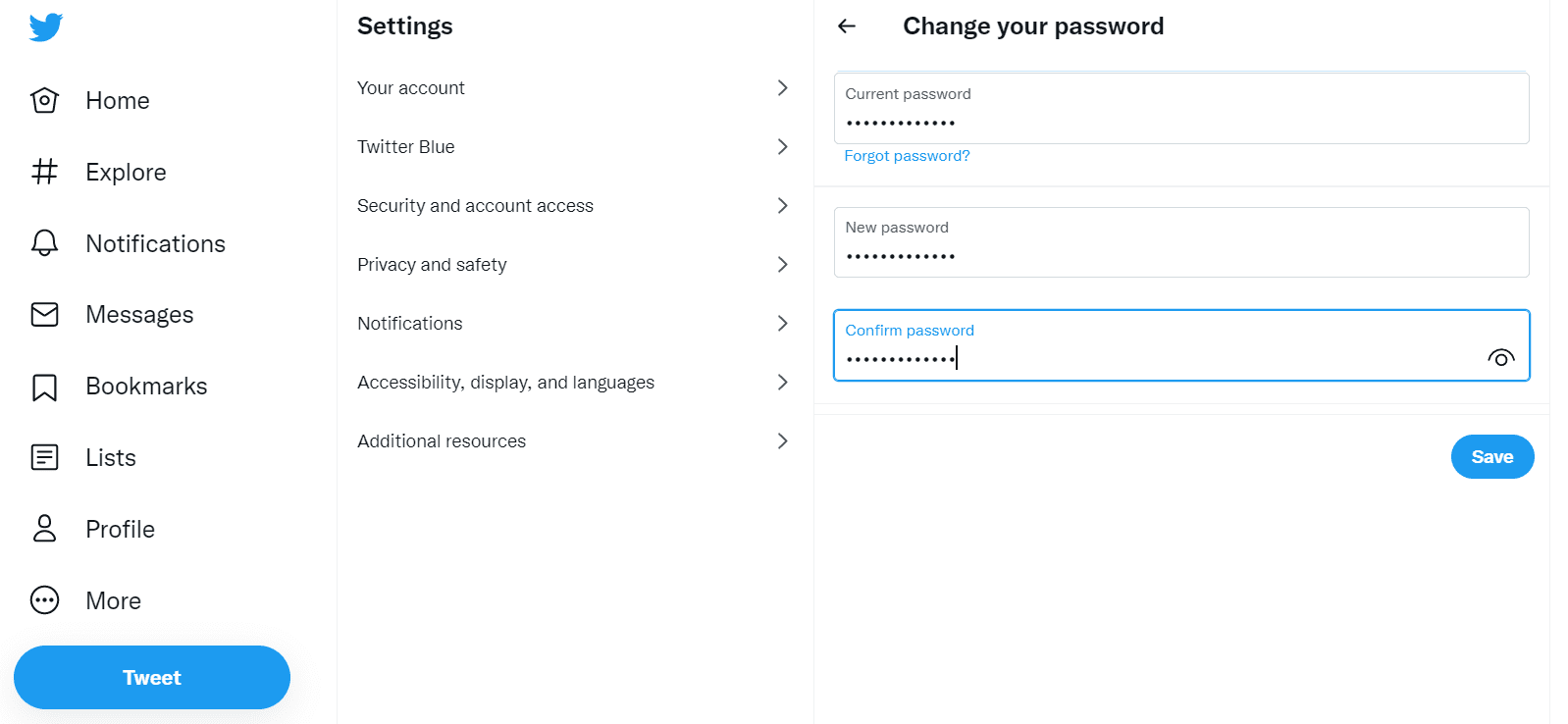 Save Twitter Change Password