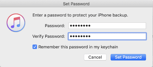 Set backup password
