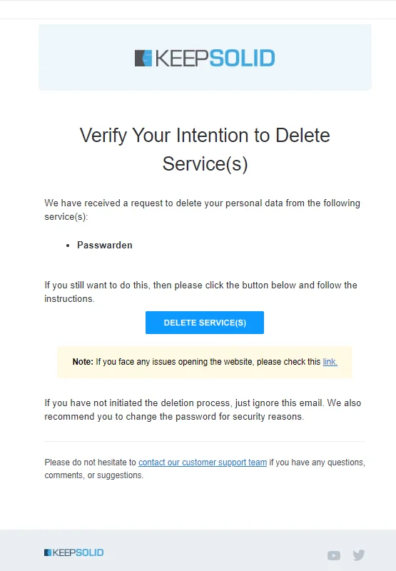 Delete Service Letter